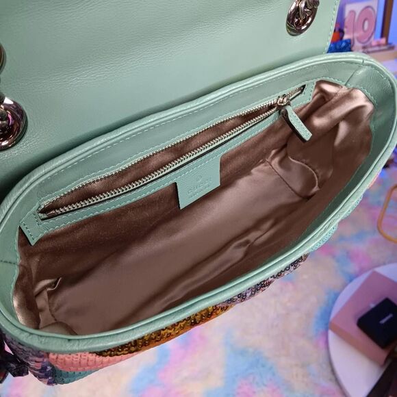 Gucci Marmont Gg Sequin Small Multicolored Rainbow Shoulder Bag w/Dustbag - Picture 11 of 16